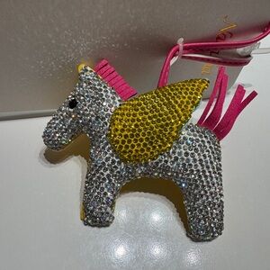 Natasha Sparkling Silver and Yellow Pegasus Handbag Charm/Key Ring
